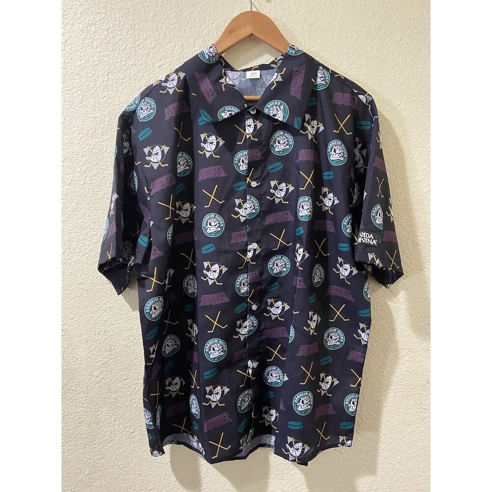 Mighty Ducks Button Up Shirt Size XL All Over Print